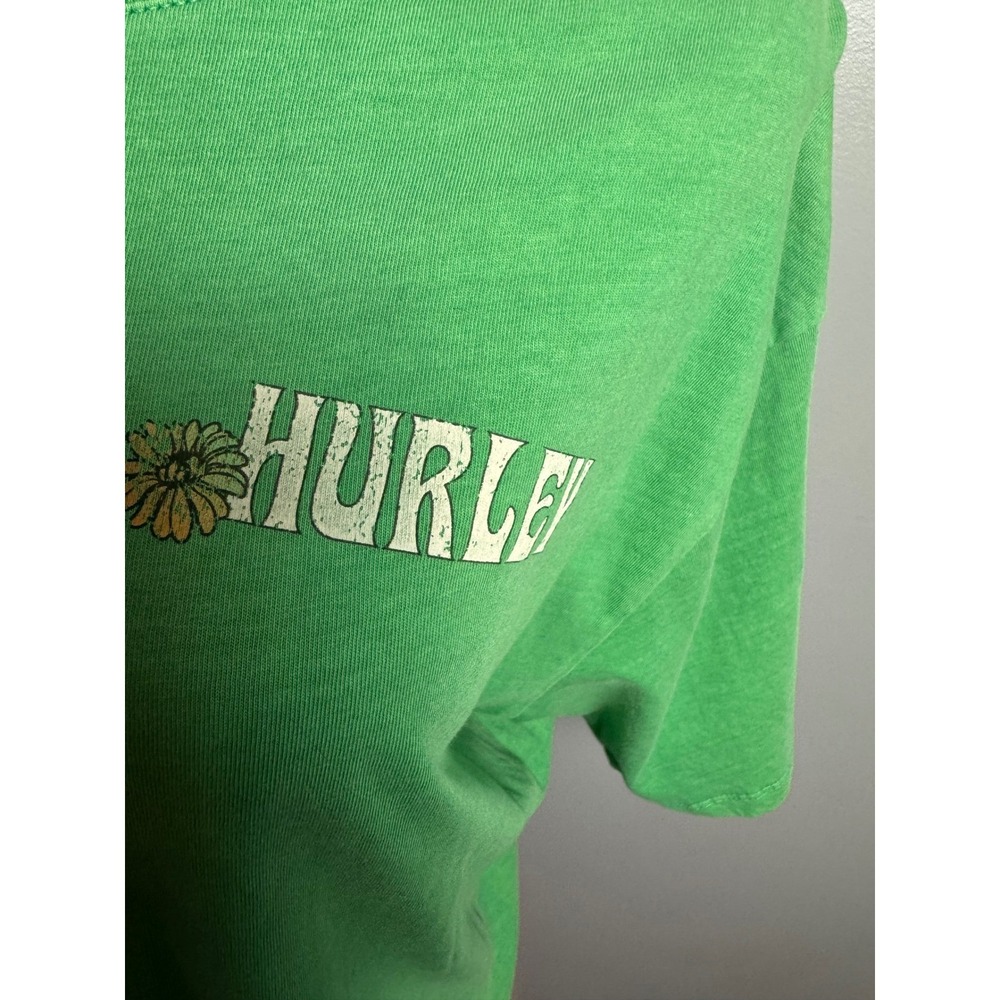 Hurley Graphic T-Shirt Men Medium Green Excellent Surf Retro Sunset Floral Tee - Picture 2 of 7